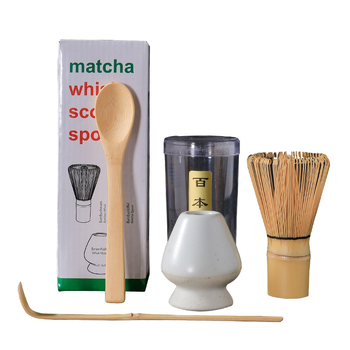 Σετ εργαλείων τσαγιού matcha σε ιαπωνικό στυλ, τριών τεμαχίων, με μπαμπού αναδευτήρα και καπάκι, παραδοσιακά εργαλεία τσαγιού