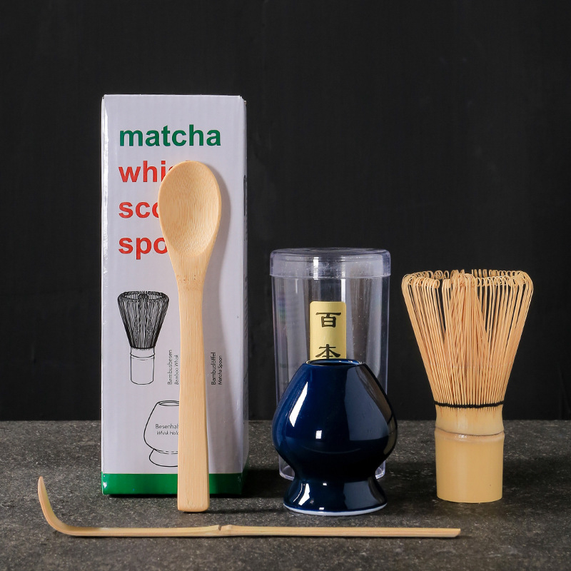 Σετ εργαλείων τσαγιού matcha σε ιαπωνικό στυλ, τριών τεμαχίων, με μπαμπού αναδευτήρα και καπάκι, παραδοσιακά εργαλεία τσαγιού