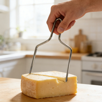Unealtă de bucătărie din oțel inoxidabilă: tăietor pentru brânză, tăietor foie gras, dispozitiv auxiliar de stratificare, separator de ouă, tăietor de tofu și ustensile pentru coacere.