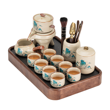 Set de ceai în stil Ru kiln pentru uz casnic – ceainic automat de lux cu tavă completă pentru ceai