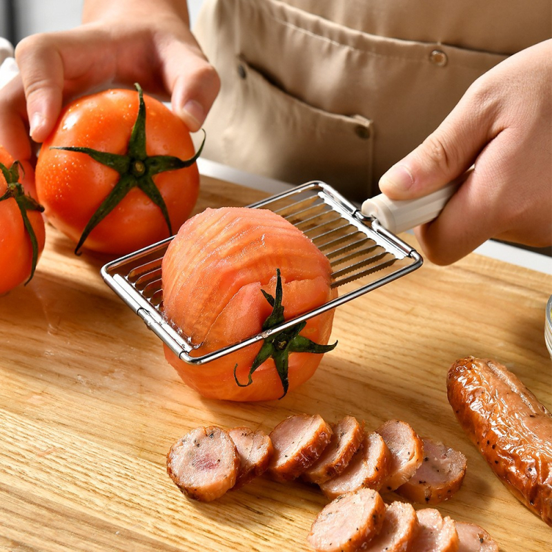Slicer multifuncțional pentru roșii, cartofi, fructe și șuncă, cu mâner din oțel inoxidabil
