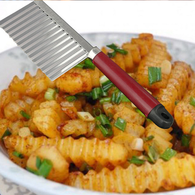 Tăietor multifuncțional pentru cartofi și legume, lamă nervurată