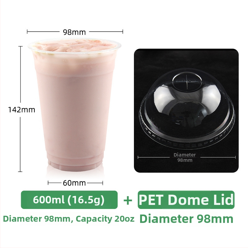 Priehľadný jednorazový pohár s priemerom 98 mm na mliečny čaj, kávu a studené nápoje (401–500 ml)