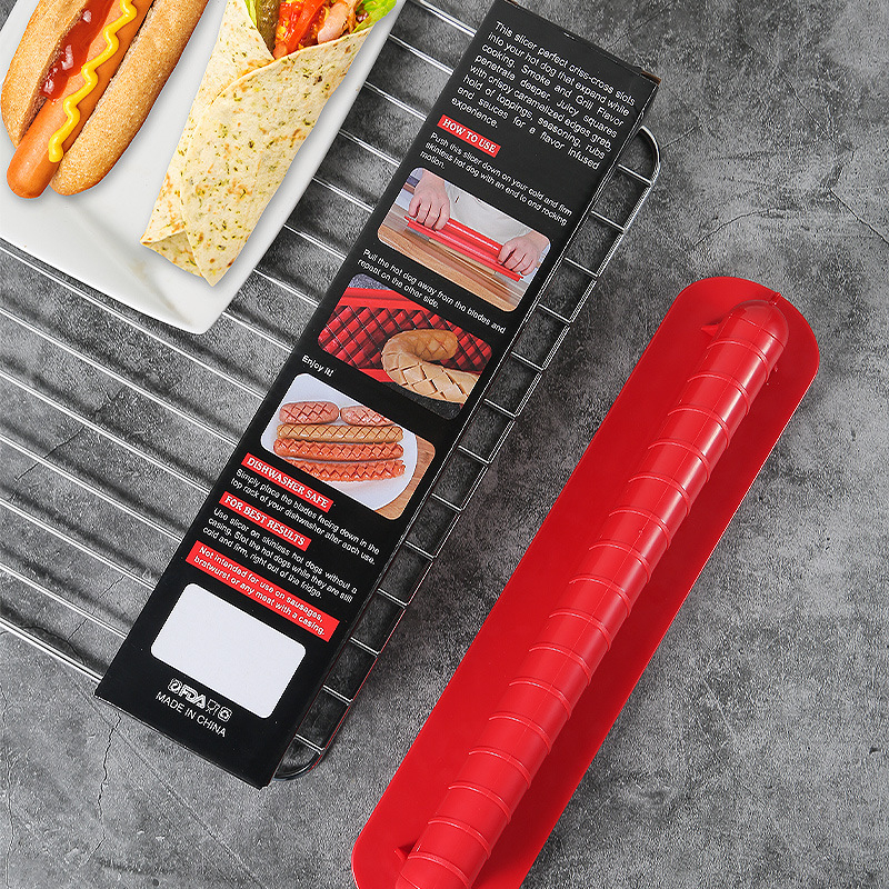 Noul instrument BBQ: tăietor pentru hot dog și cârnați, tăietor pentru șuncă și ouă, cu model diamant