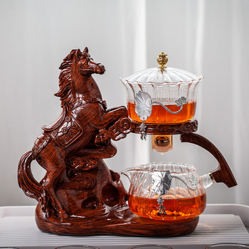 Set de ceai din sticlă, automat, cu infuzor magnetic – stil retro chinezesc pentru birou și acasă