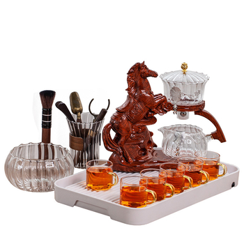 Set de ceai din sticlă, automat, cu infuzor magnetic – stil retro chinezesc pentru birou și acasă