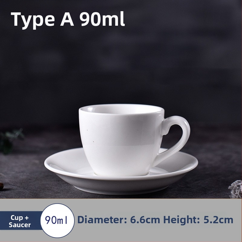 Set de cești de cafea și farfurioare, alb pur, minimalist creativ, ceramic pentru casă și birou