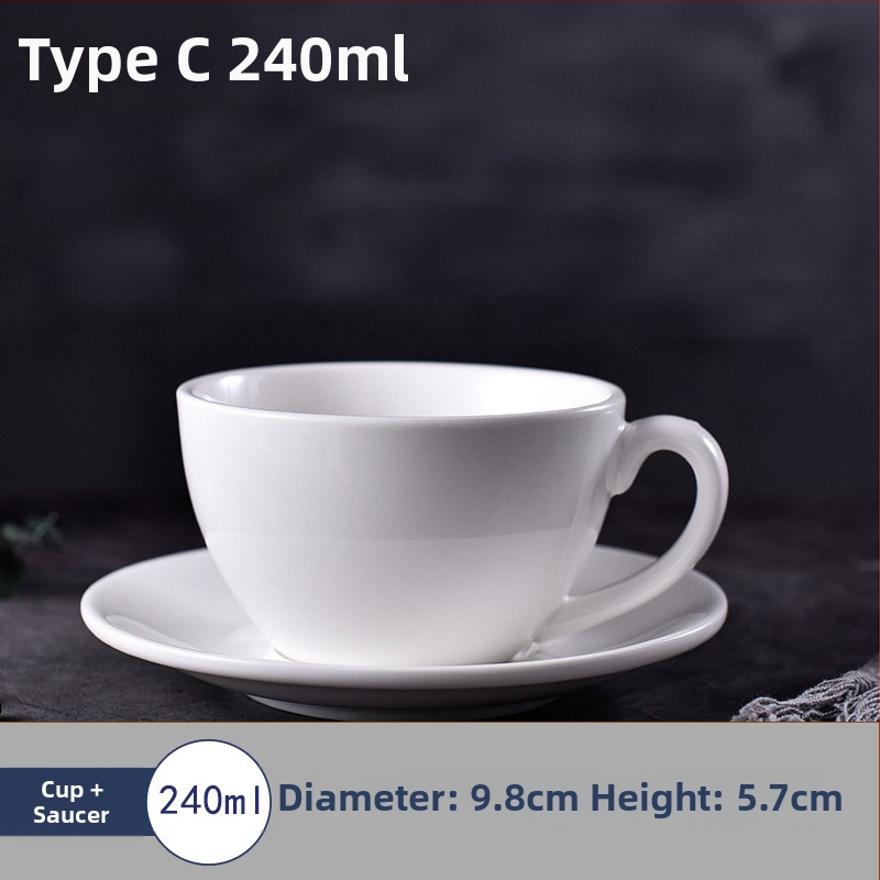 Set de cești de cafea și farfurioare, alb pur, minimalist creativ, ceramic pentru casă și birou