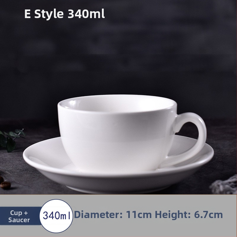 Set de cești de cafea și farfurioare, alb pur, minimalist creativ, ceramic pentru casă și birou