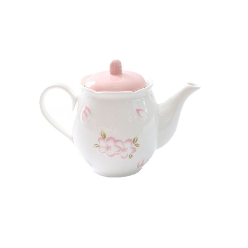 Set cafea și ceai în stil european, ceașcă de cafea și farfurie roz, ceramică cu model floral
