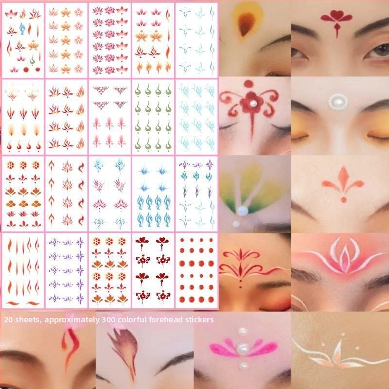 Make-up na tvár pre Deň detí — Karikatúrne nálepky na tvár na divadelné výkony, roztomilé tetovacie nálepky s rúžom pre žiakov základných škôl