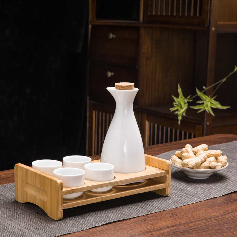 Set de sake din ceramică, stil chinezesc retro, cu oală celadon și 6 cești cu suport pentru cești, set de 7 piese
