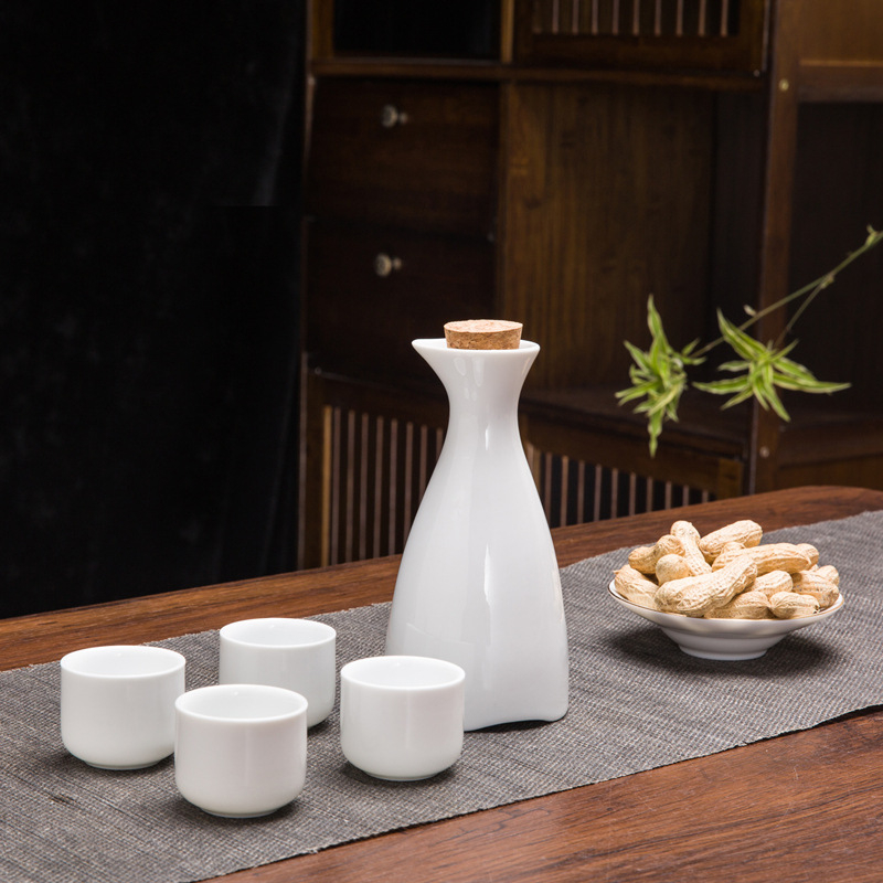 Set de sake din ceramică, stil chinezesc retro, cu oală celadon și 6 cești cu suport pentru cești, set de 7 piese