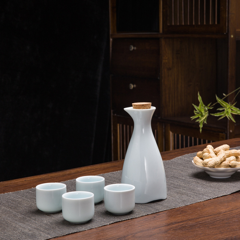 Set de sake din ceramică, stil chinezesc retro, cu oală celadon și 6 cești cu suport pentru cești, set de 7 piese