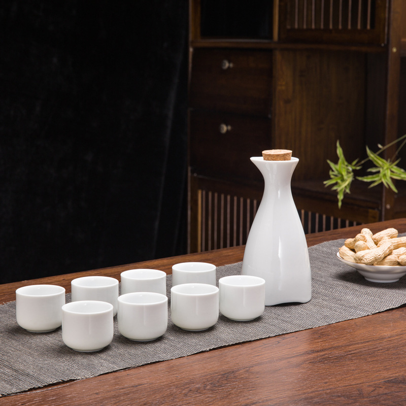 Set de sake din ceramică, stil chinezesc retro, cu oală celadon și 6 cești cu suport pentru cești, set de 7 piese