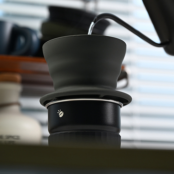 Cană de cafea din silicon pliabilă cu filtru pentru cafea, pentru preparare manuală, camping în aer liber