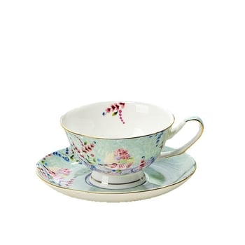 Set de cești de cafea din porțelan de os cu margine auriu, stil european, farfurioare, căni înalte pentru ceaiul de după-amiază, model floral