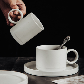 Set ceramic cești și farfurioare de cafea în stil japonez, căni lucrate manual din ceramică grosieră, ceainic pour-over cu filtru pentru espresso