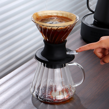 Set de cafea pentru preparare manuală: filtru V60 din sticlă, ceașcă inteligentă, oală de partajare și set de înmuiere pentru filtrare