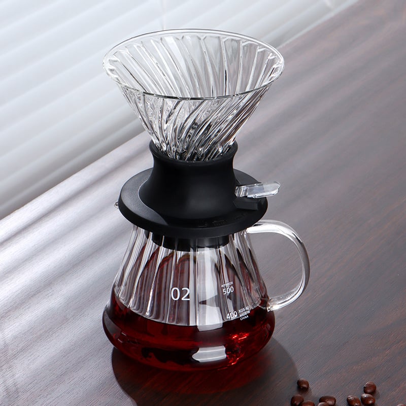 Set de cafea pentru preparare manuală: filtru V60 din sticlă, ceașcă inteligentă, oală de partajare și set de înmuiere pentru filtrare