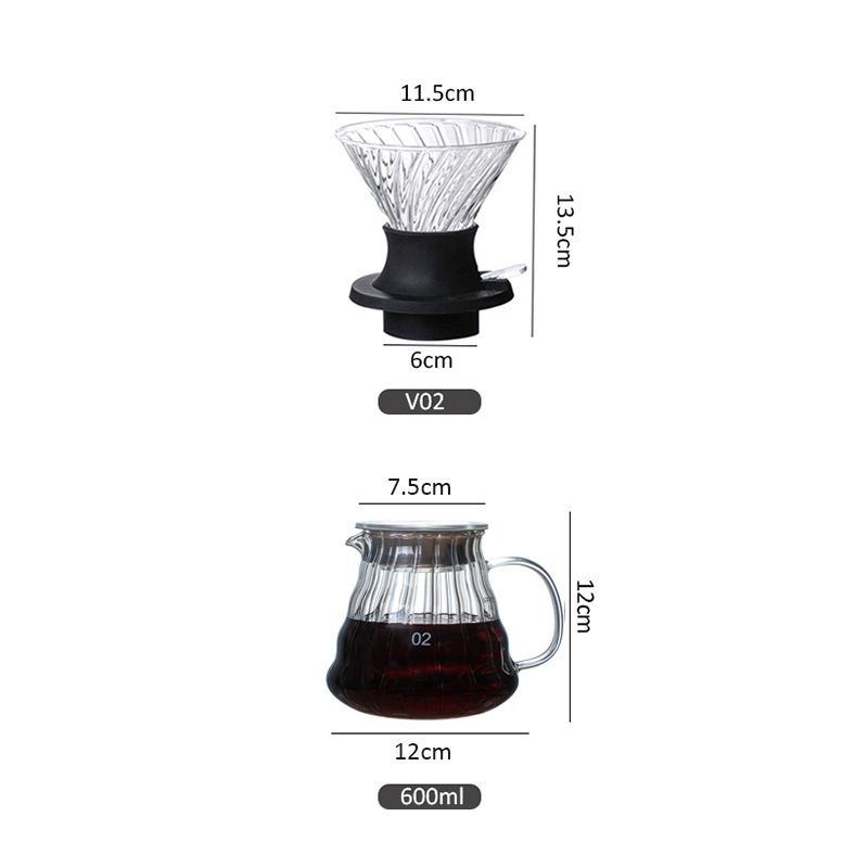 Set de cafea pentru preparare manuală: filtru V60 din sticlă, ceașcă inteligentă, oală de partajare și set de înmuiere pentru filtrare