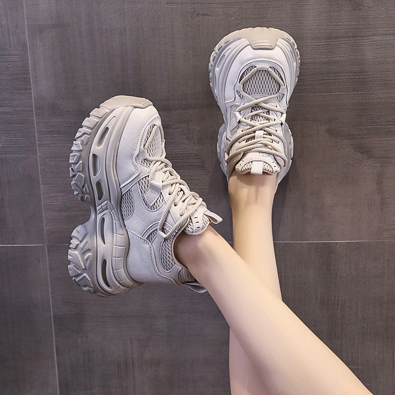 Ženske tenisice stil dad shoes s debelim potplatom i visokim petama, jesenski model 2024, povećanje visine 8 cm, svestrane svakodnevne tenisice
