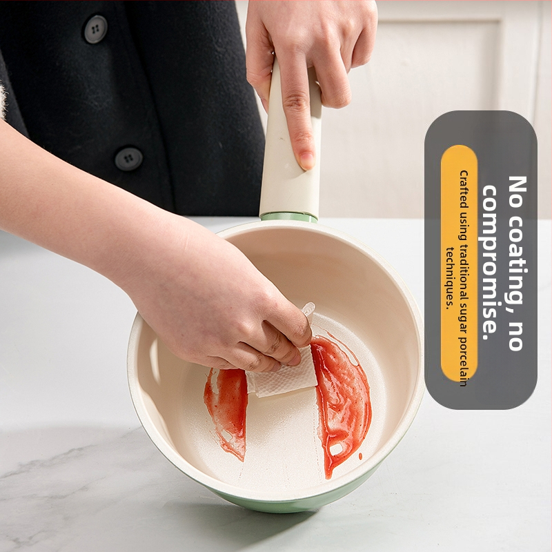Oală ceramică mică, antiaderentă, emailată, pentru lapte, ideală pentru tăiței instant și hrana pentru sugari, compatibilă cu aragazul.