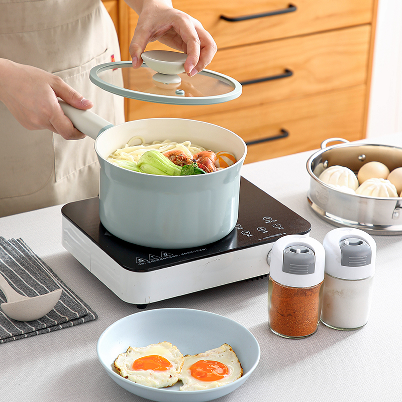 Oală ceramică mică, antiaderentă, emailată, pentru lapte, ideală pentru tăiței instant și hrana pentru sugari, compatibilă cu aragazul.