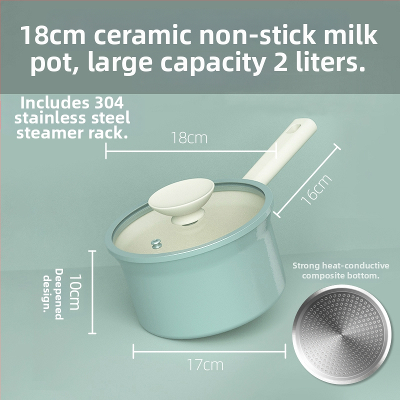 Oală ceramică mică, antiaderentă, emailată, pentru lapte, ideală pentru tăiței instant și hrana pentru sugari, compatibilă cu aragazul.