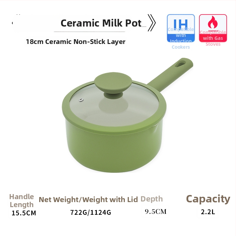 Oală ceramică mică, antiaderentă, emailată, pentru lapte, ideală pentru tăiței instant și hrana pentru sugari, compatibilă cu aragazul.