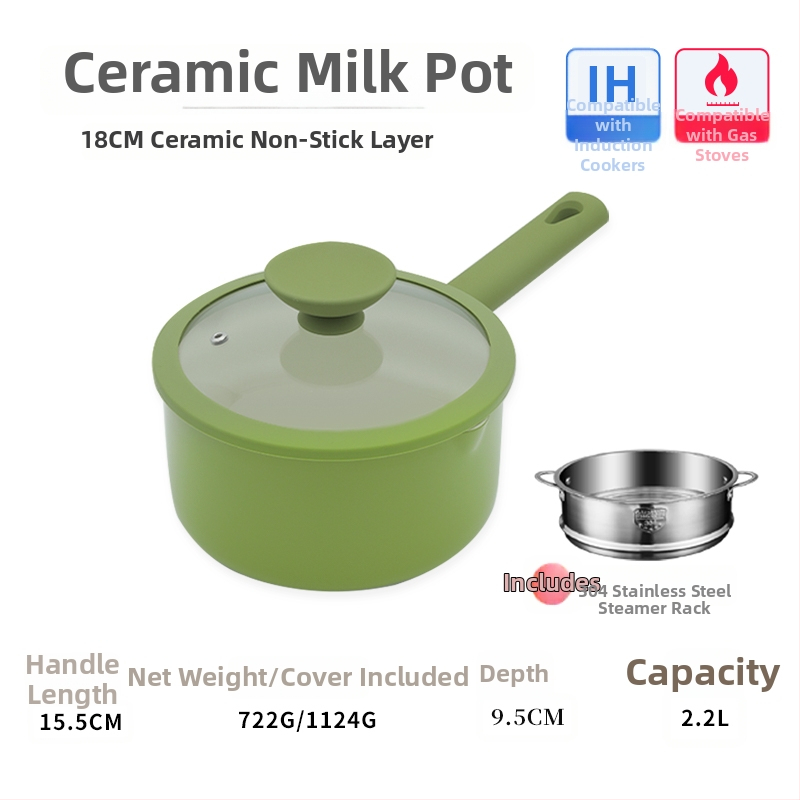 Oală ceramică mică, antiaderentă, emailată, pentru lapte, ideală pentru tăiței instant și hrana pentru sugari, compatibilă cu aragazul.
