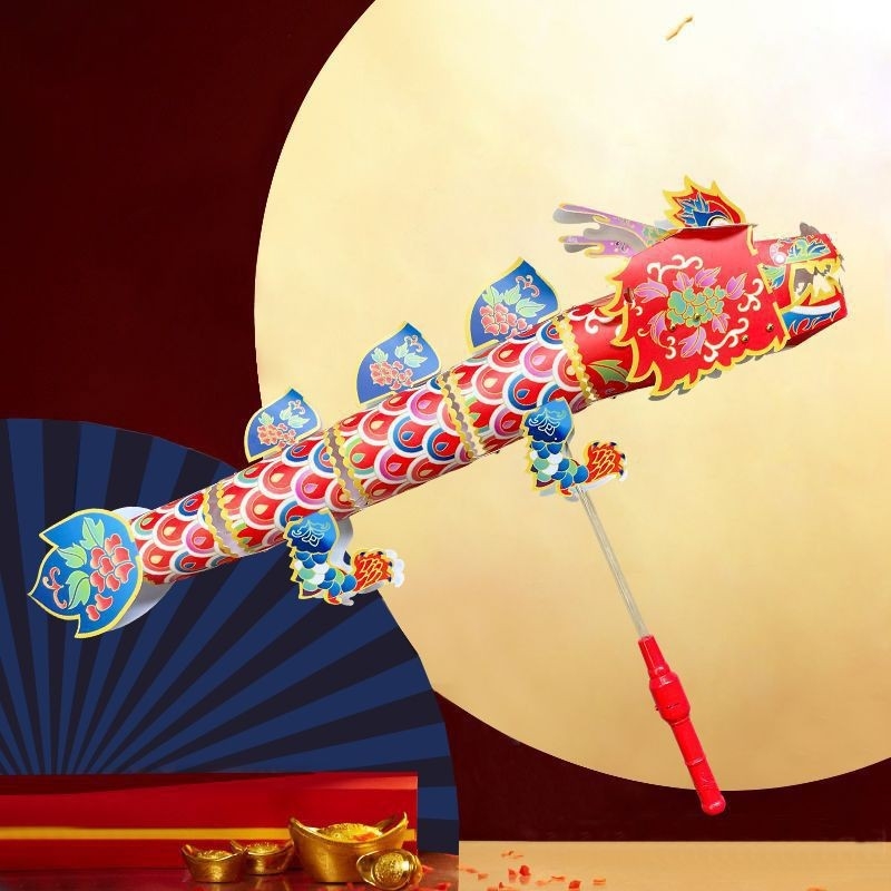 Felinar dragon 3D DIY, colorat, portabil, în stil chinezesc – Anul Dragonului, pentru Festivalul Felinarelor
