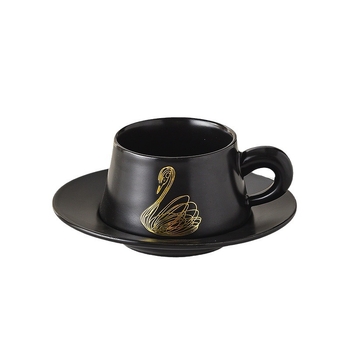 Ceașcă ceramică de cafea cu farfuriu și linguriță, set de ceai în cutie cadou elegantă, pentru cupluri