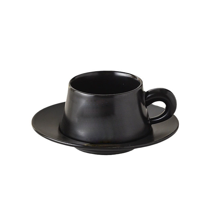 Ceașcă ceramică de cafea cu farfuriu și linguriță, set de ceai în cutie cadou elegantă, pentru cupluri