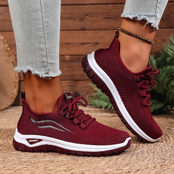 Női Flyknit futócipők, légáteresztő hálós felsővel, casual sportcipők
