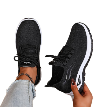 Női Flyknit futócipők, légáteresztő hálós felsővel, casual sportcipők