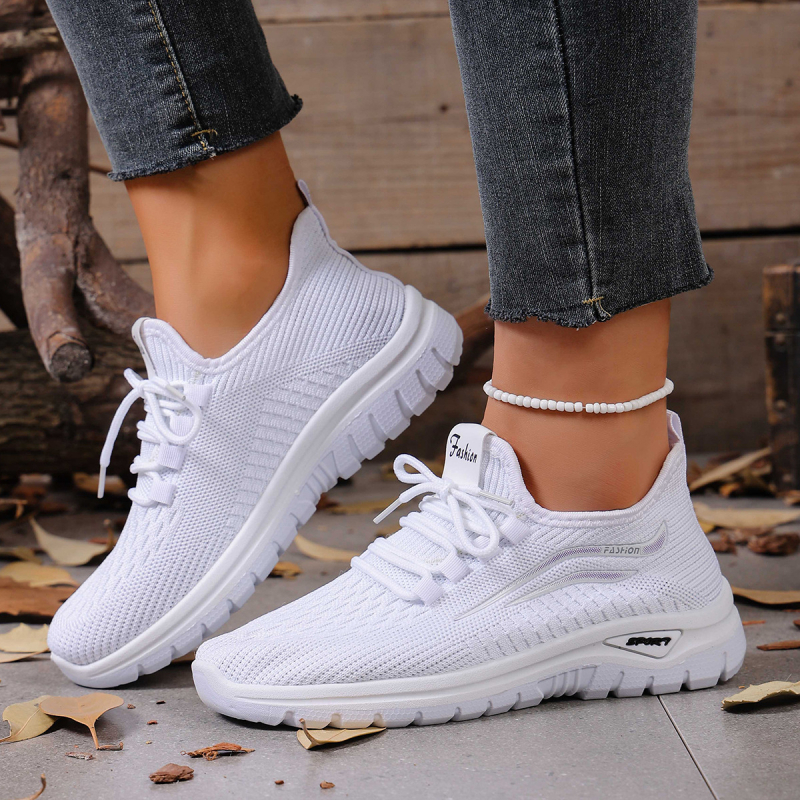Női Flyknit futócipők, légáteresztő hálós felsővel, casual sportcipők