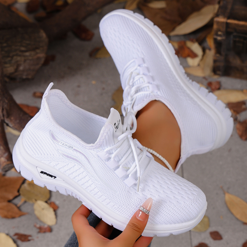 Női Flyknit futócipők, légáteresztő hálós felsővel, casual sportcipők