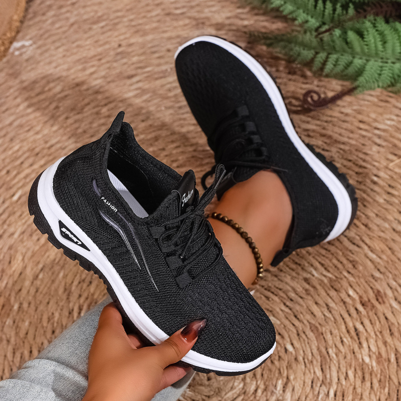 Női Flyknit futócipők, légáteresztő hálós felsővel, casual sportcipők
