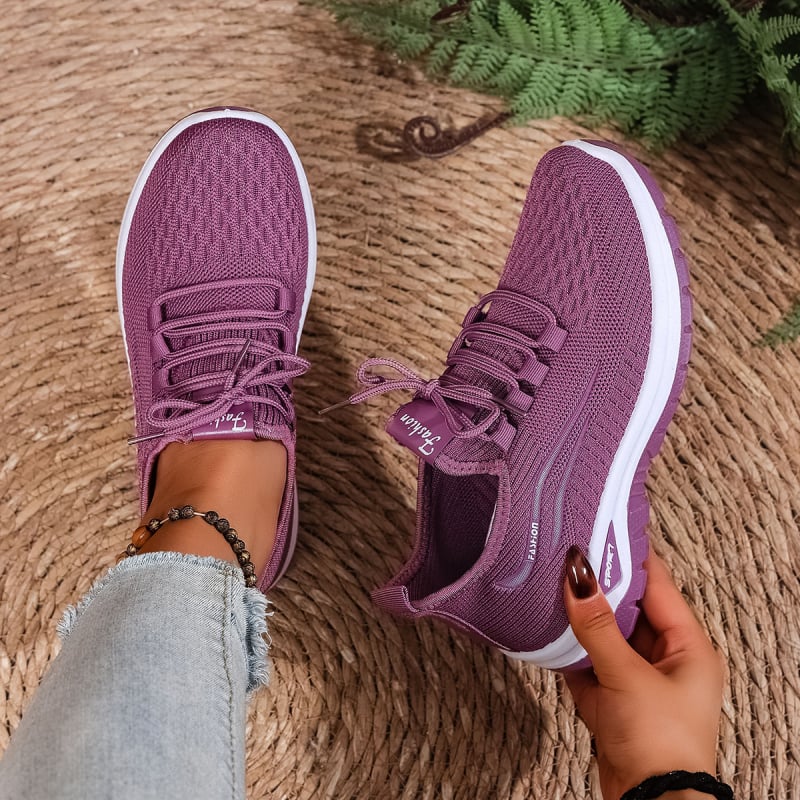 Női Flyknit futócipők, légáteresztő hálós felsővel, casual sportcipők