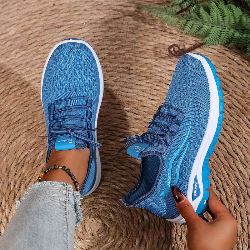 Női Flyknit futócipők, légáteresztő hálós felsővel, casual sportcipők