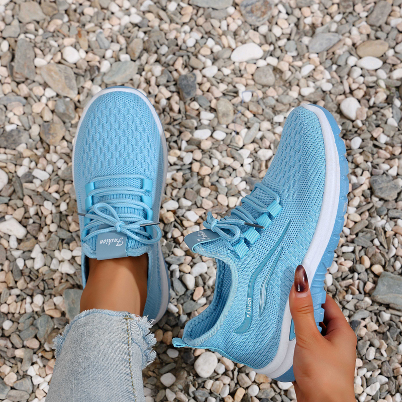 Női Flyknit futócipők, légáteresztő hálós felsővel, casual sportcipők