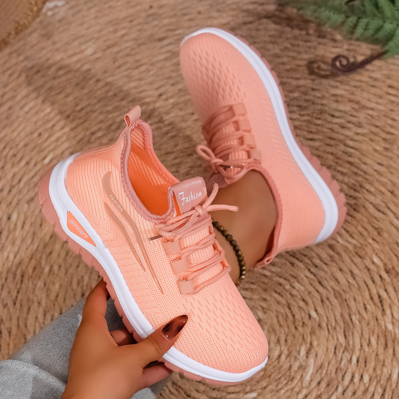 Női Flyknit futócipők, légáteresztő hálós felsővel, casual sportcipők