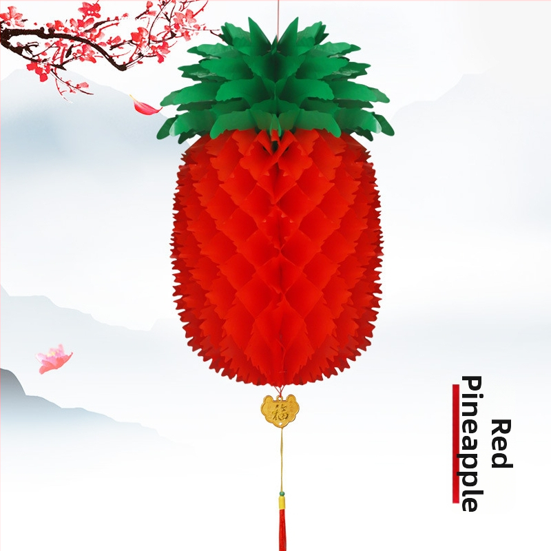 Lanteră de ananas din hârtie pentru exterior, pliabilă, design în stil chinezesc clasic, decor DIY pentru Anul Nou
