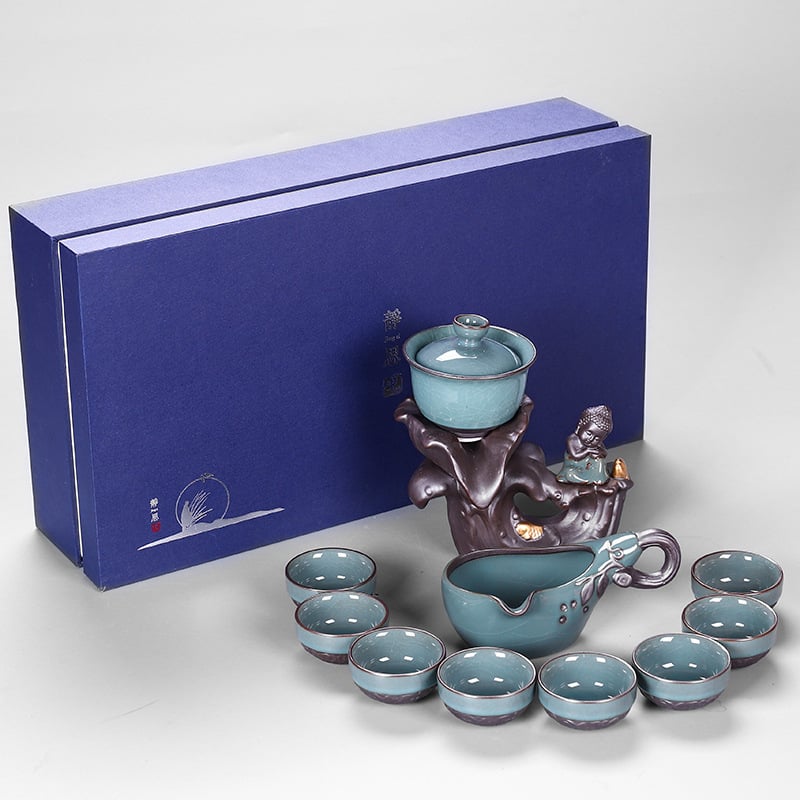 Set de ceai din porțelan pentru 6–9 persoane, stil retro, ceremonie de ceai creativ într-o cutie cadou