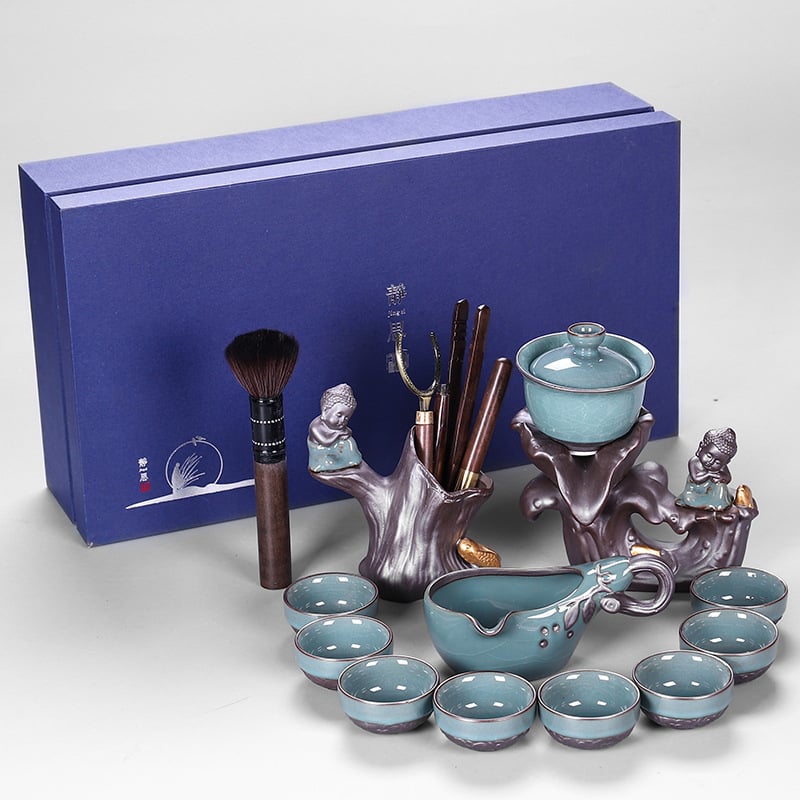 Set de ceai din porțelan pentru 6–9 persoane, stil retro, ceremonie de ceai creativ într-o cutie cadou