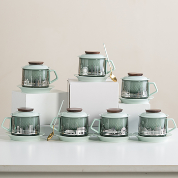 Set de ceai City Tea Café Cup pentru călătorii — ceașcă de ceai portabil, sticlă rezistentă la căldură, ceainic Kung Fu, pentru exterior