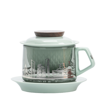 Set de ceai City Tea Café Cup pentru călătorii — ceașcă de ceai portabil, sticlă rezistentă la căldură, ceainic Kung Fu, pentru exterior