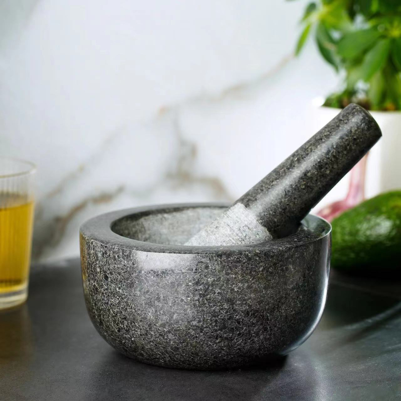 Mojar granit mediu pentru uz casnic, zdrobitor de usturoi, râșniță pentru plante aromatice și condimente, zdrobitor de alimente, pastă de usturoi