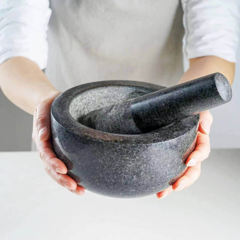 Mojar granit mediu pentru uz casnic, zdrobitor de usturoi, râșniță pentru plante aromatice și condimente, zdrobitor de alimente, pastă de usturoi